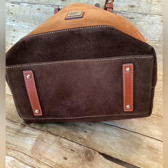 Dooney & Bourke Brown Suede Leather Hobo Bag - Picture 5 of 8